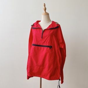 VINTAGE LL BEAN Red Hooded Windbreaker Anorak Adult Large